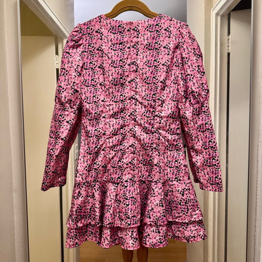 Pink Floral Ruffle Mini Dress NEW - Picture 4 of 6